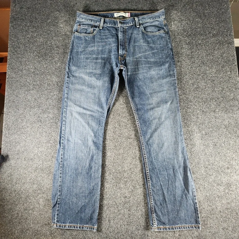 Levis 505 Regular Straight Fit Jeans‎ Mens 36x32 Blue Mid Rise Dark Wash Denim